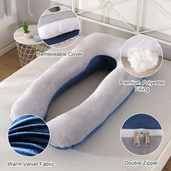 Amagoing U-shape pillow supports side sleeping for hip and back relief.