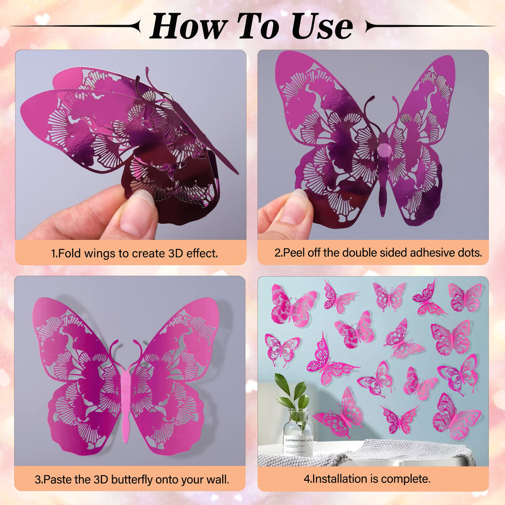 AM AMAONM 3D butterfly wall decor three sizes for flexible placement.