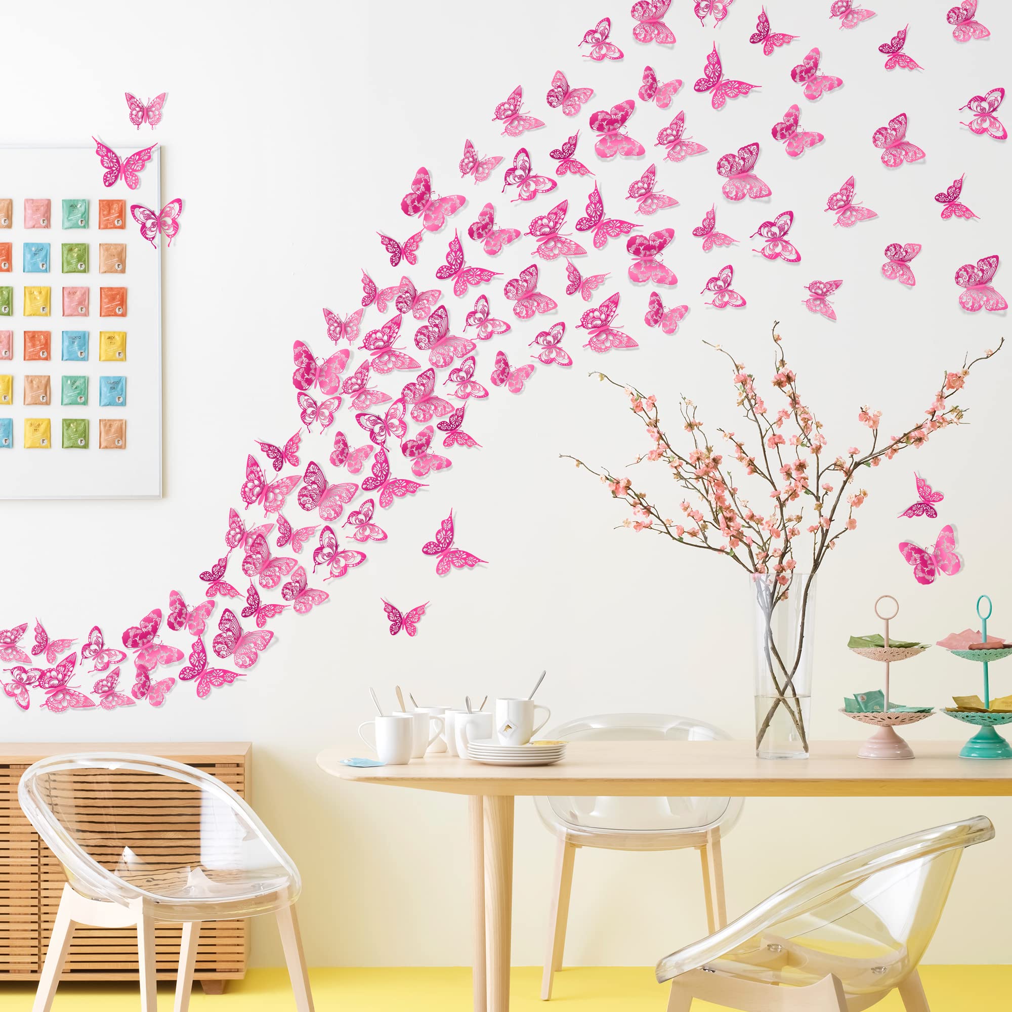AM AMAONM 3D butterfly wall decor color variety enhances playful nursery décor.
