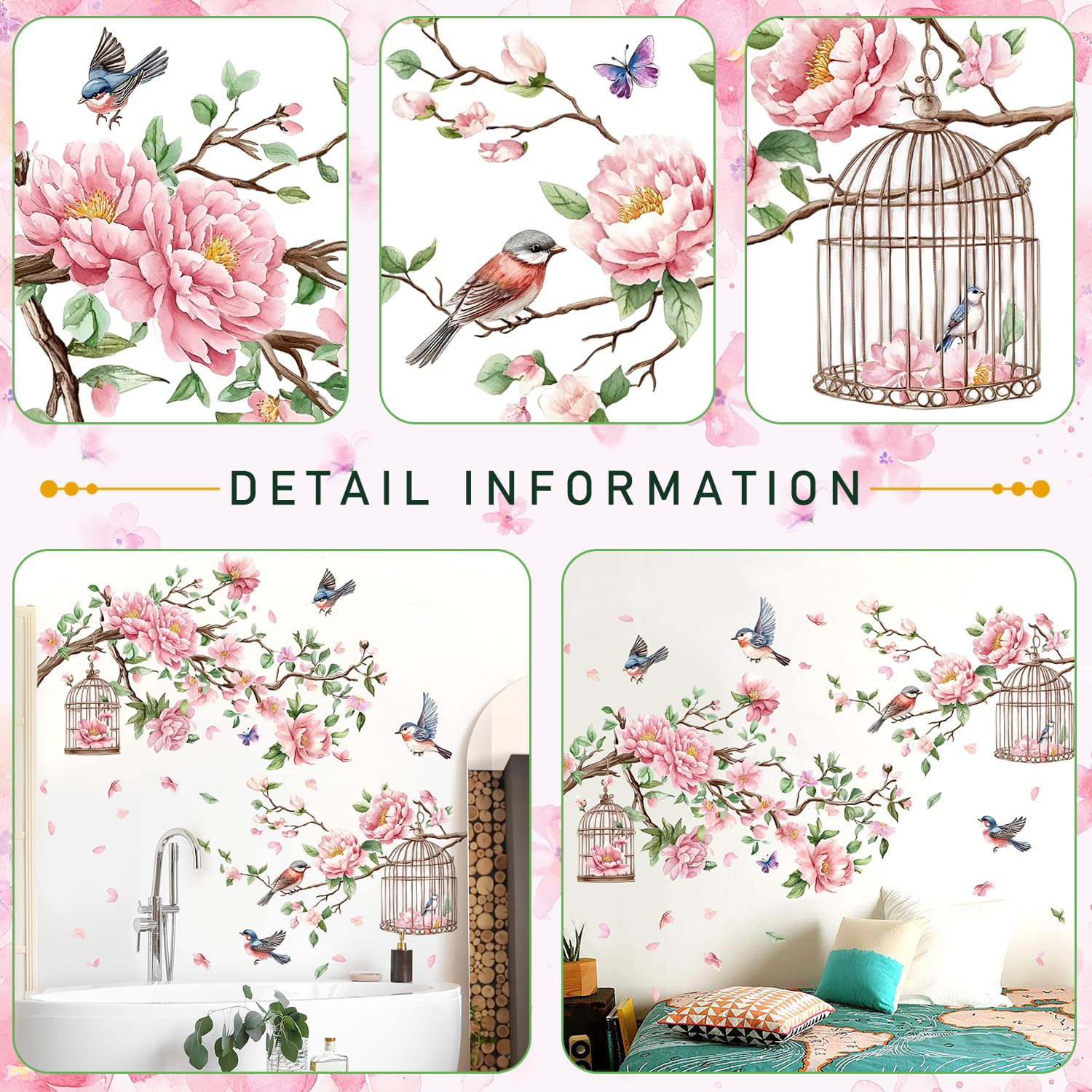 AM AMAONM 3-panel mural layout decal for flexible, customizable wall art.