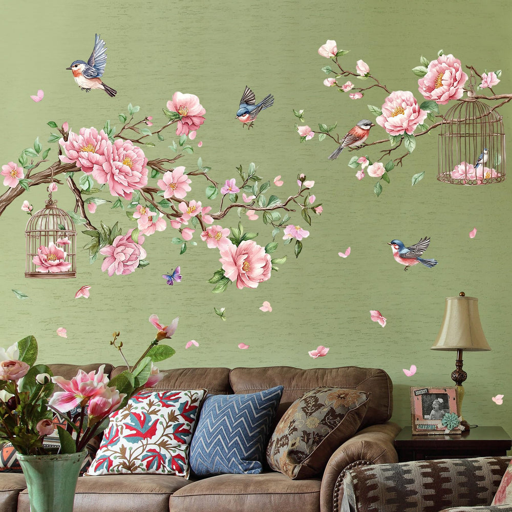 AM AMAONM leaves and birds wall decal brightens living spaces with charm.