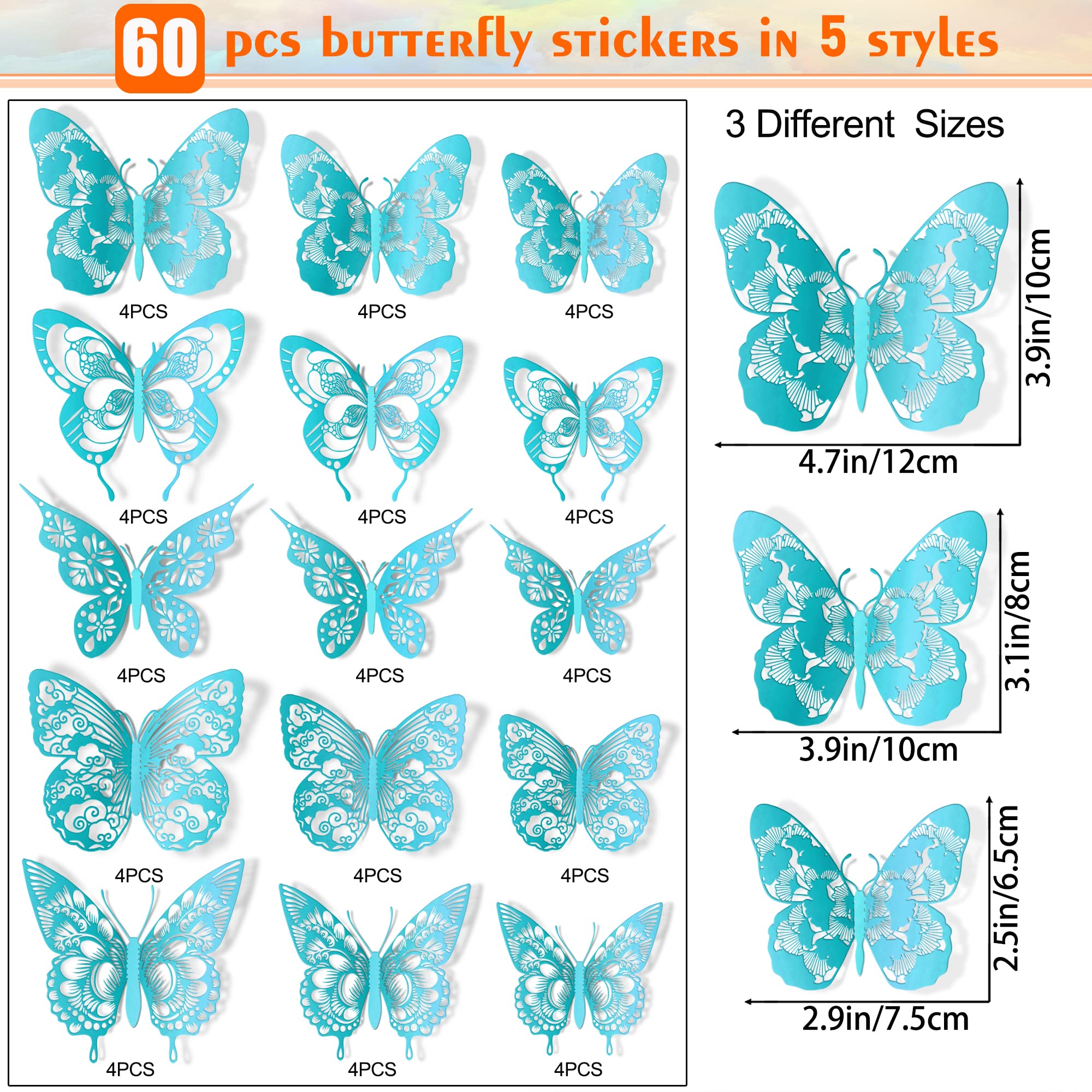 AM AMAONM 3D butterfly wall decor folding detail demonstrates dimensional wings for vibrant kids' rooms.