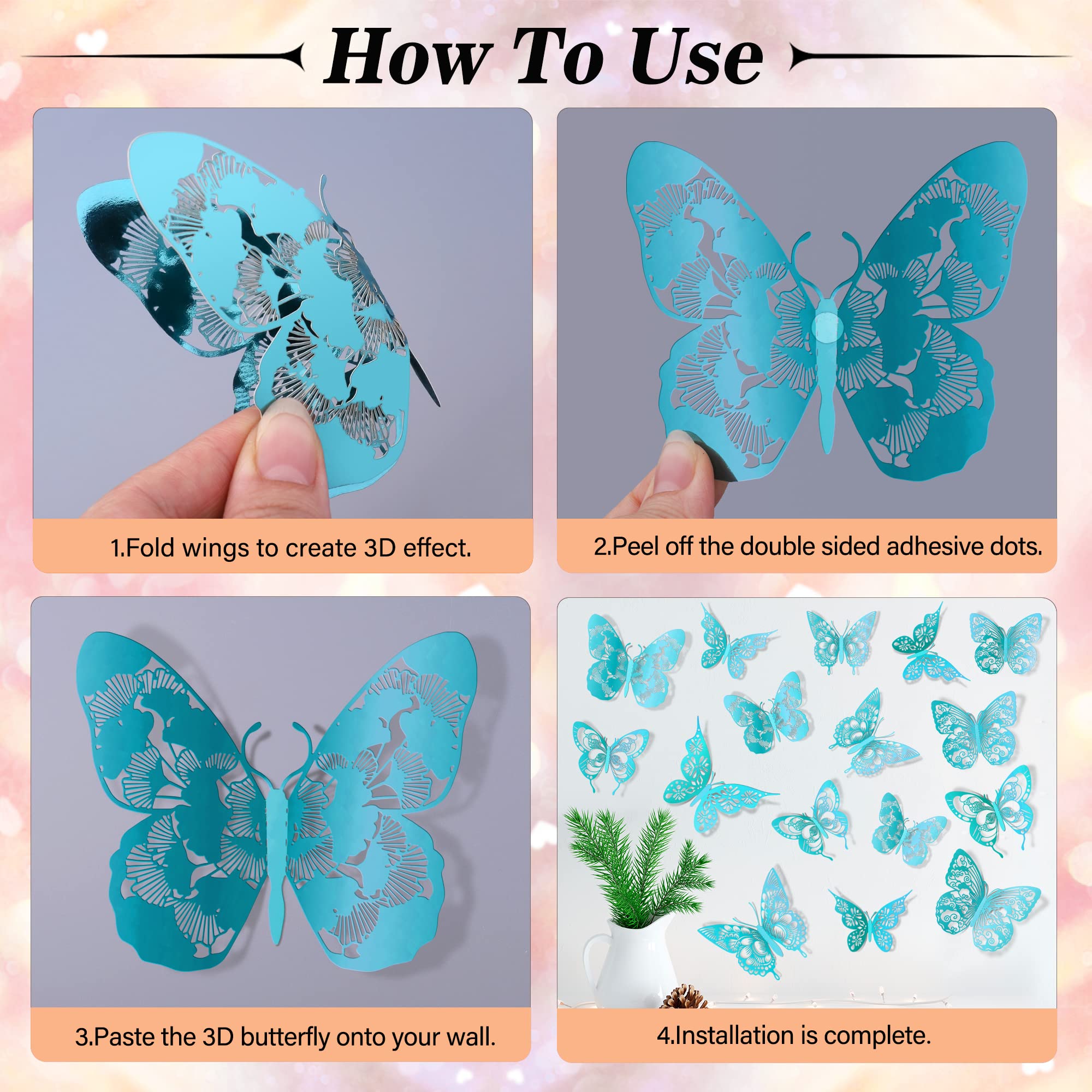 AM AMAONM 3D butterfly wall decor mix of colors on wall provides playful learning ambiance.