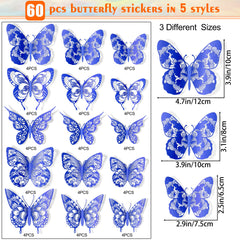 Amaonm 3D butterfly wall decor Style 2 blue adds lively texture to kids' rooms.