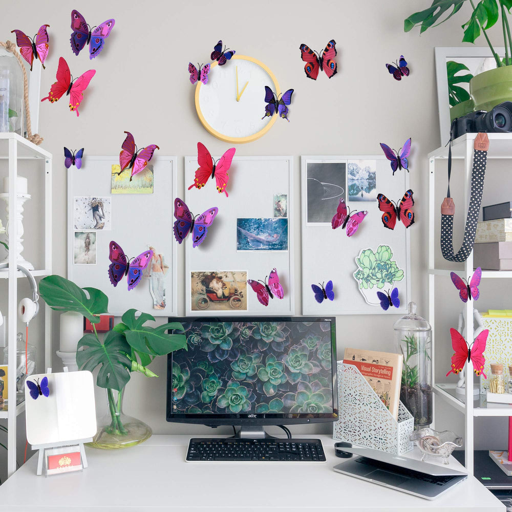 AM AMAONM butterfly wall art collection displays vibrant 3D effect for kids.