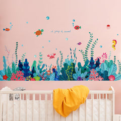 AM AMAONM colorful seaweed baseboard sticker enhances living rooms with cheerful decor.
