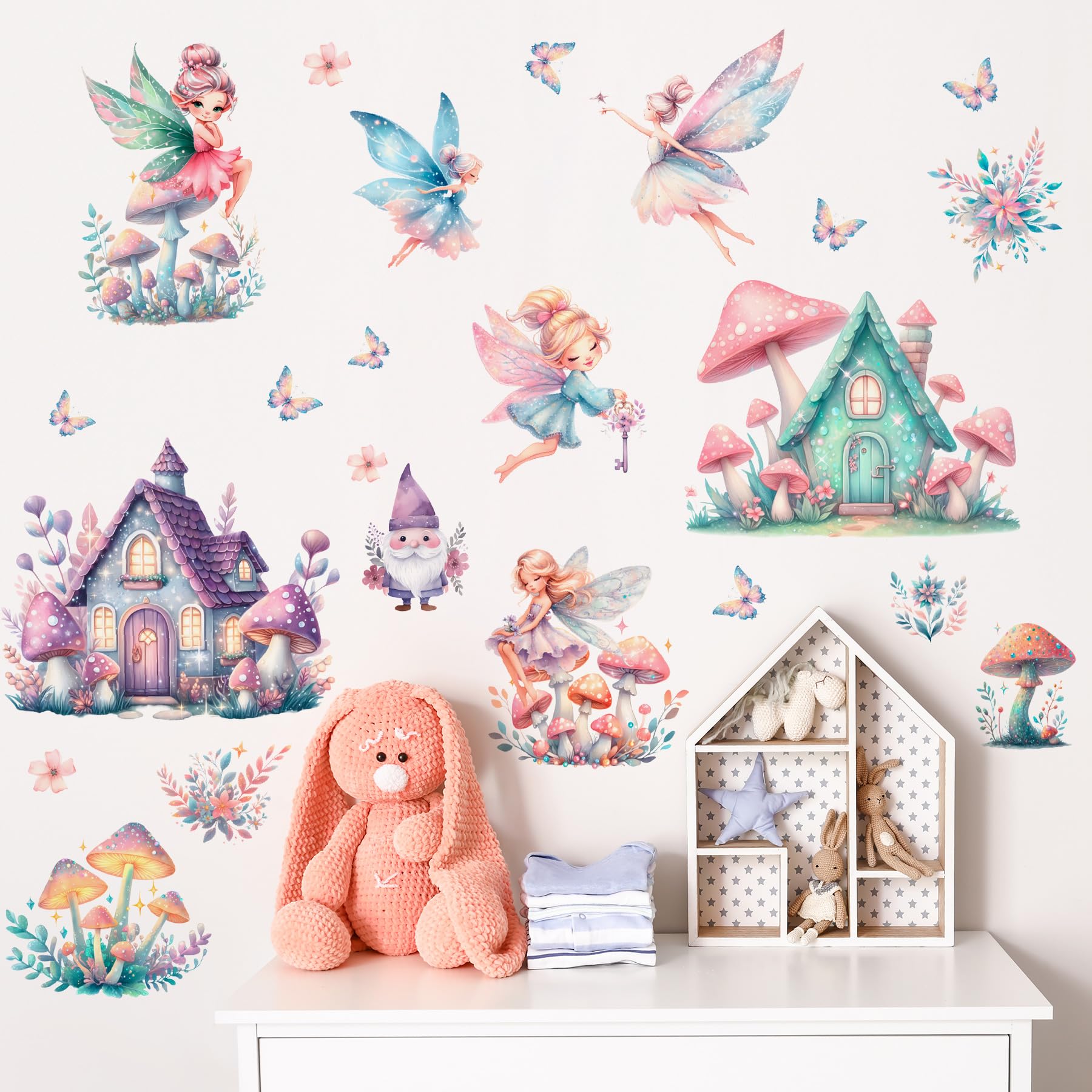 AM AMAONM flower angel wall art brightens bedrooms with playful garden vibe.