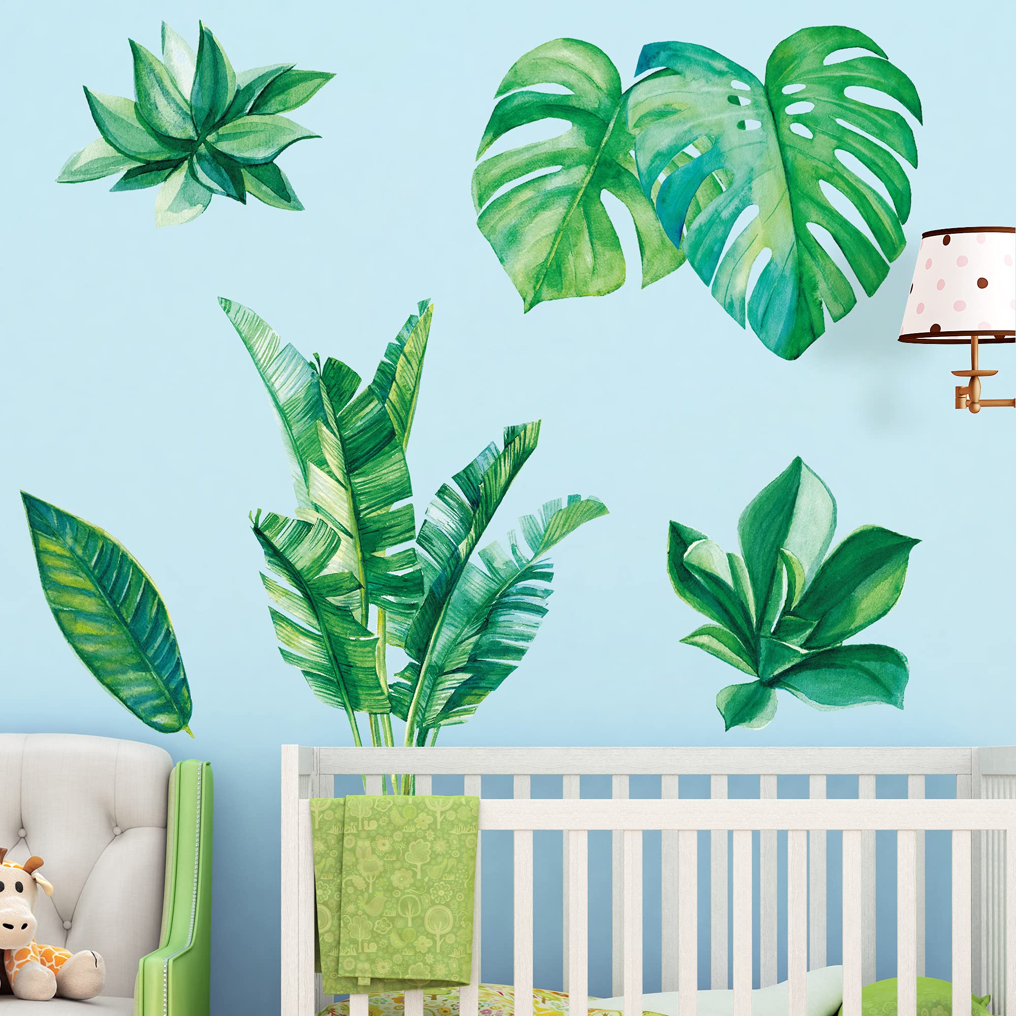 Amaonm girls bedroom wall decal featuring green leaves for delightful botanical accents.