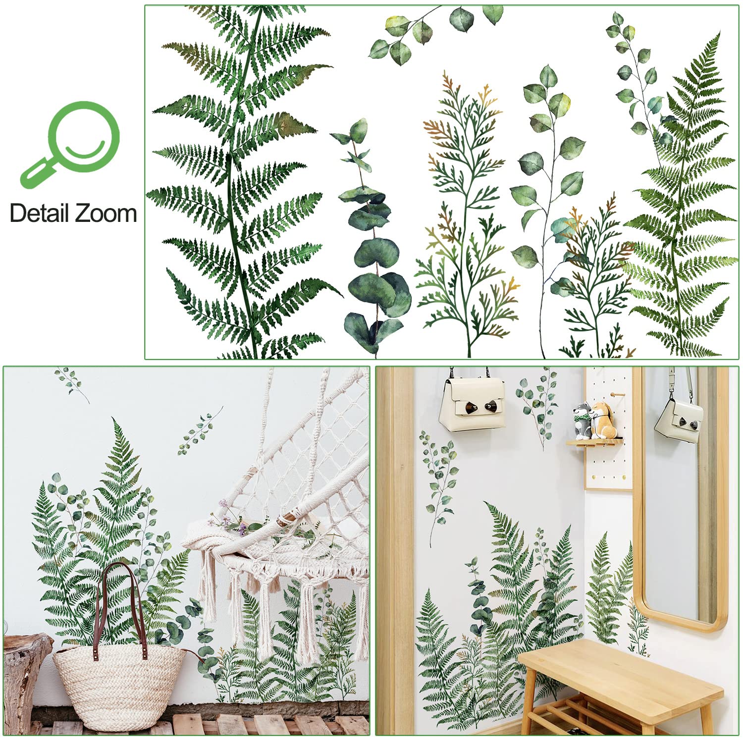 AM AMAONM green leaves wall sticker brightens a kid's bedroom