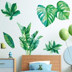 Amaonm Nordic green plants decal in living room setup for warm, natural ambiance.