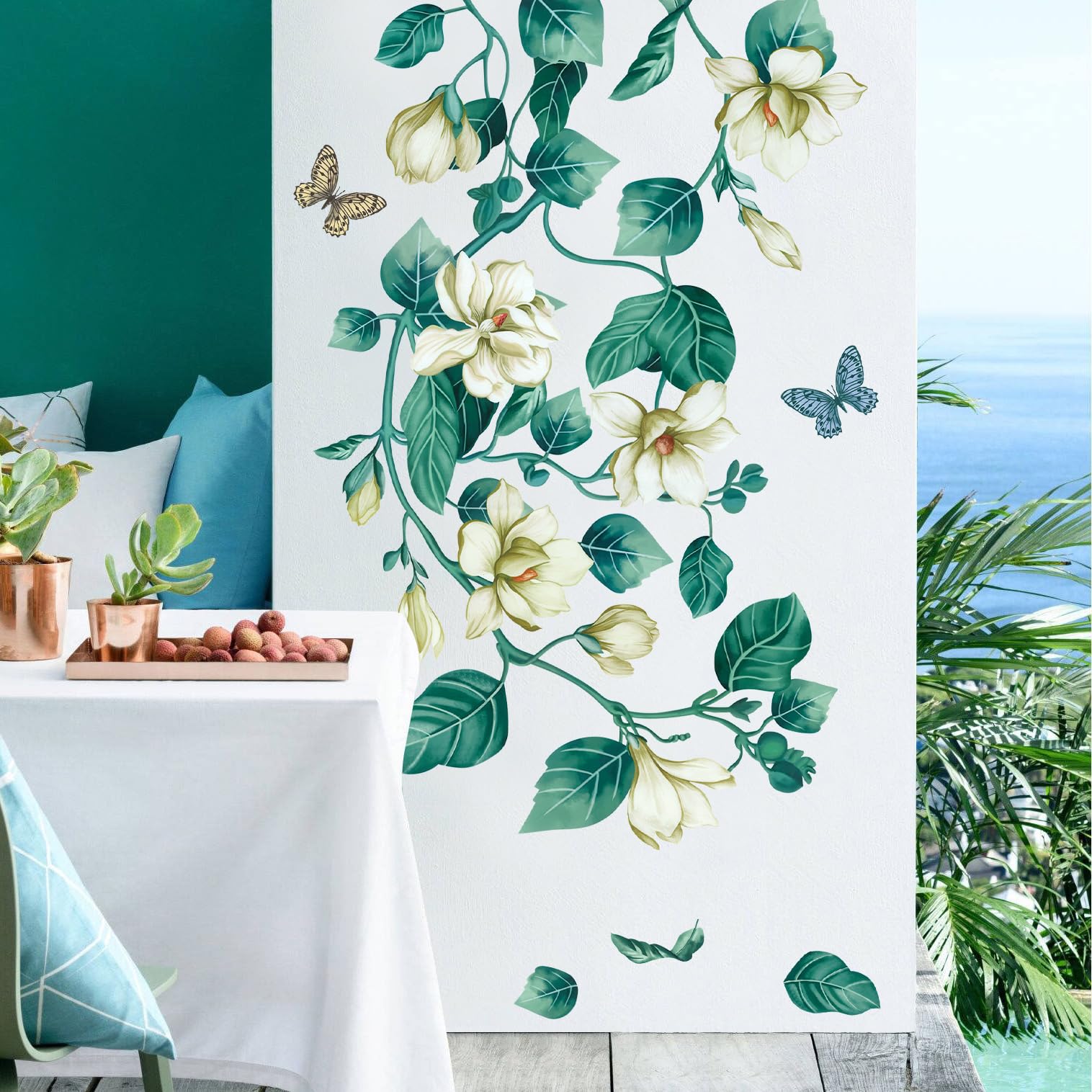 AM AMAONM kids room decor using blue flower vine creates a playful space.