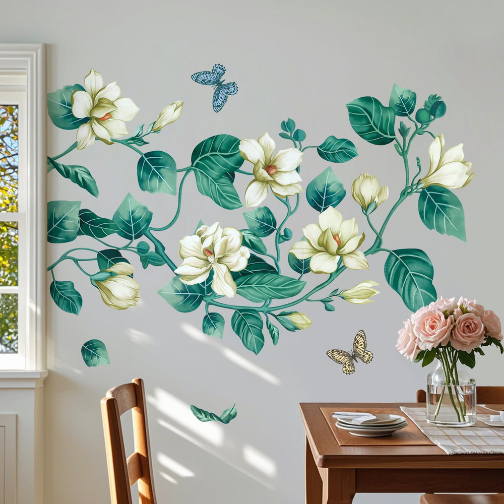 AM AMAONM teen bedroom accent adds color and depth with blue vine.