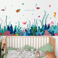 AM AMAONM seaweed wall sticker corner adds vibrant under-the-sea depth for nurseries.