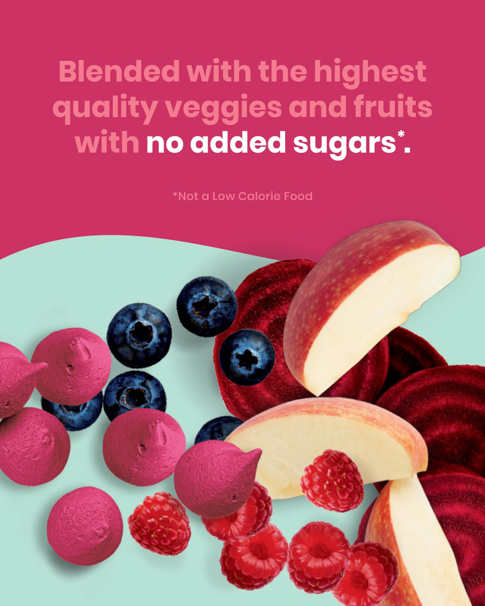 Amara Smoothie Melts Beets n' Berries reseal cap closeup underscores freshness and portion control.