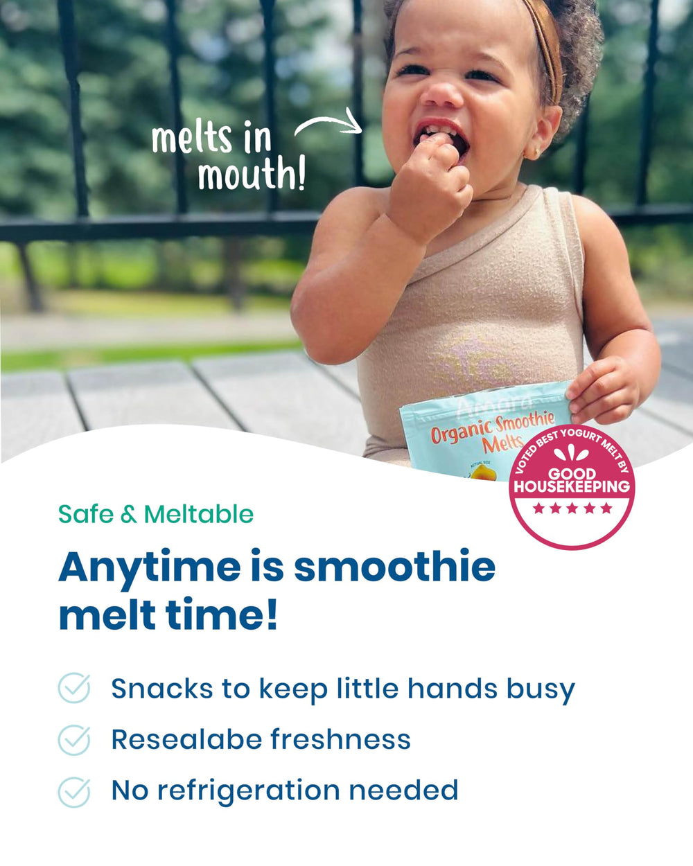 Amara Smoothie Melts Beets n' Berries vertical shot highlights kid-friendly bite size and color.