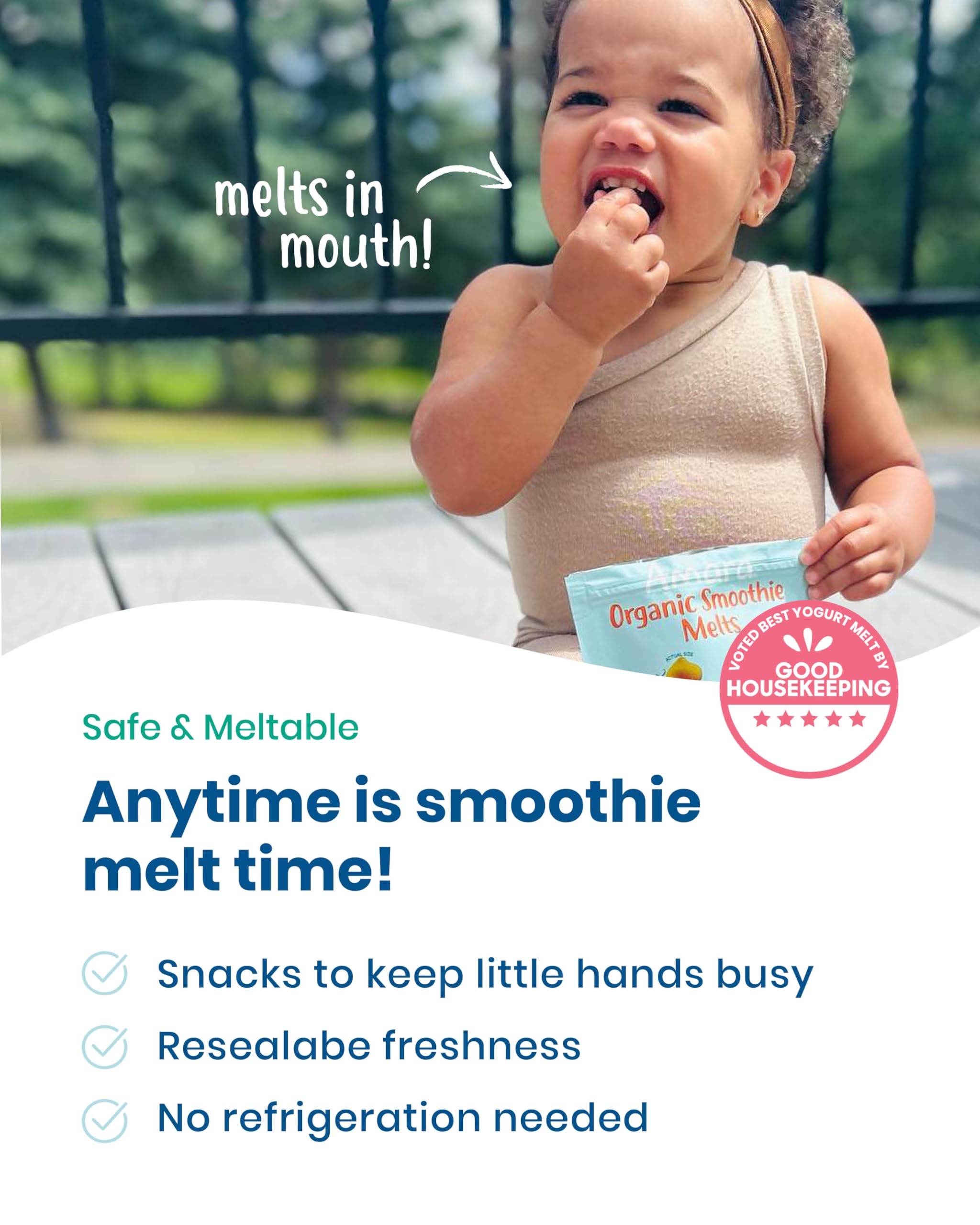 Amara Smoothie Melts five-ingredient organic fruits and vegetables.