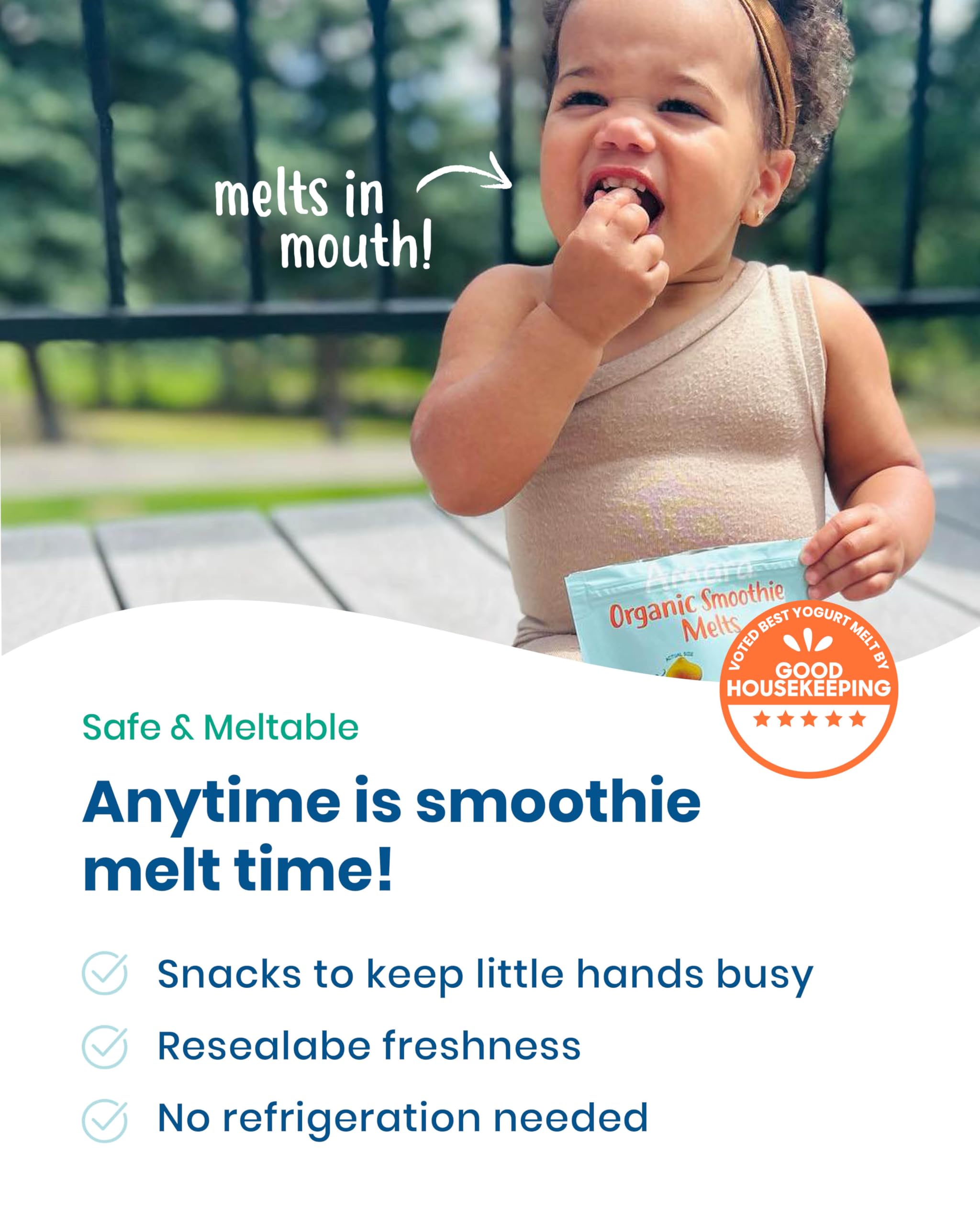 Amara Smoothie Melts ingredients-focused image shows 5 or fewer ingredients