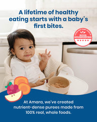 Amara Stage 2 uses clean organic ingredients—apples and maqui—for baby meals.