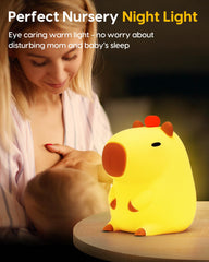 Amaredom Capybara Night Light rechargeable battery with 60-hour runtime supports extended use.