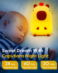 Amaredom Capybara Night Light soft light setting aids bedtime routines.