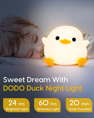 Amaredom DoDo Duck Night Light silicone design is soft and safe