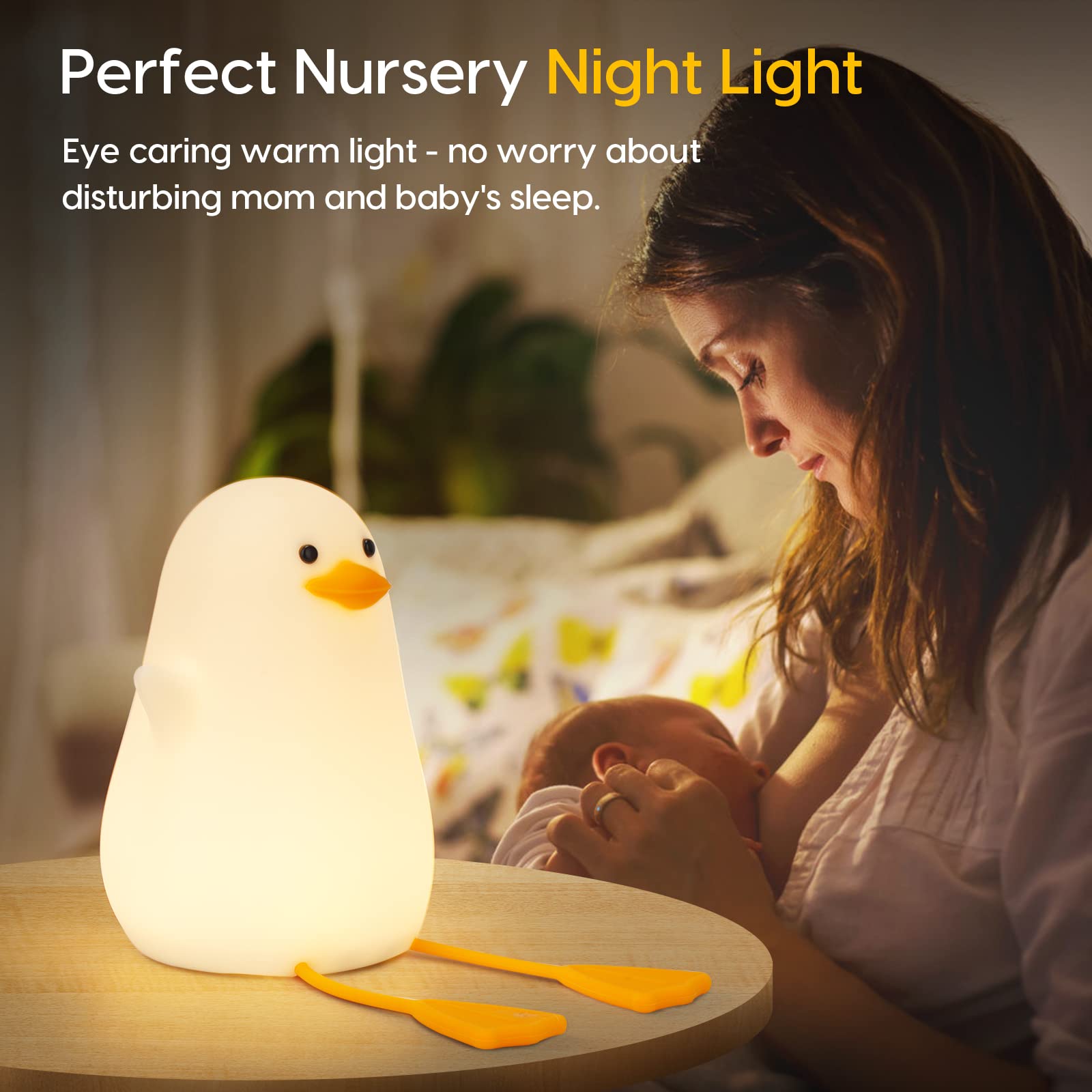 Amaredom duck night light with tap control for quick dimming