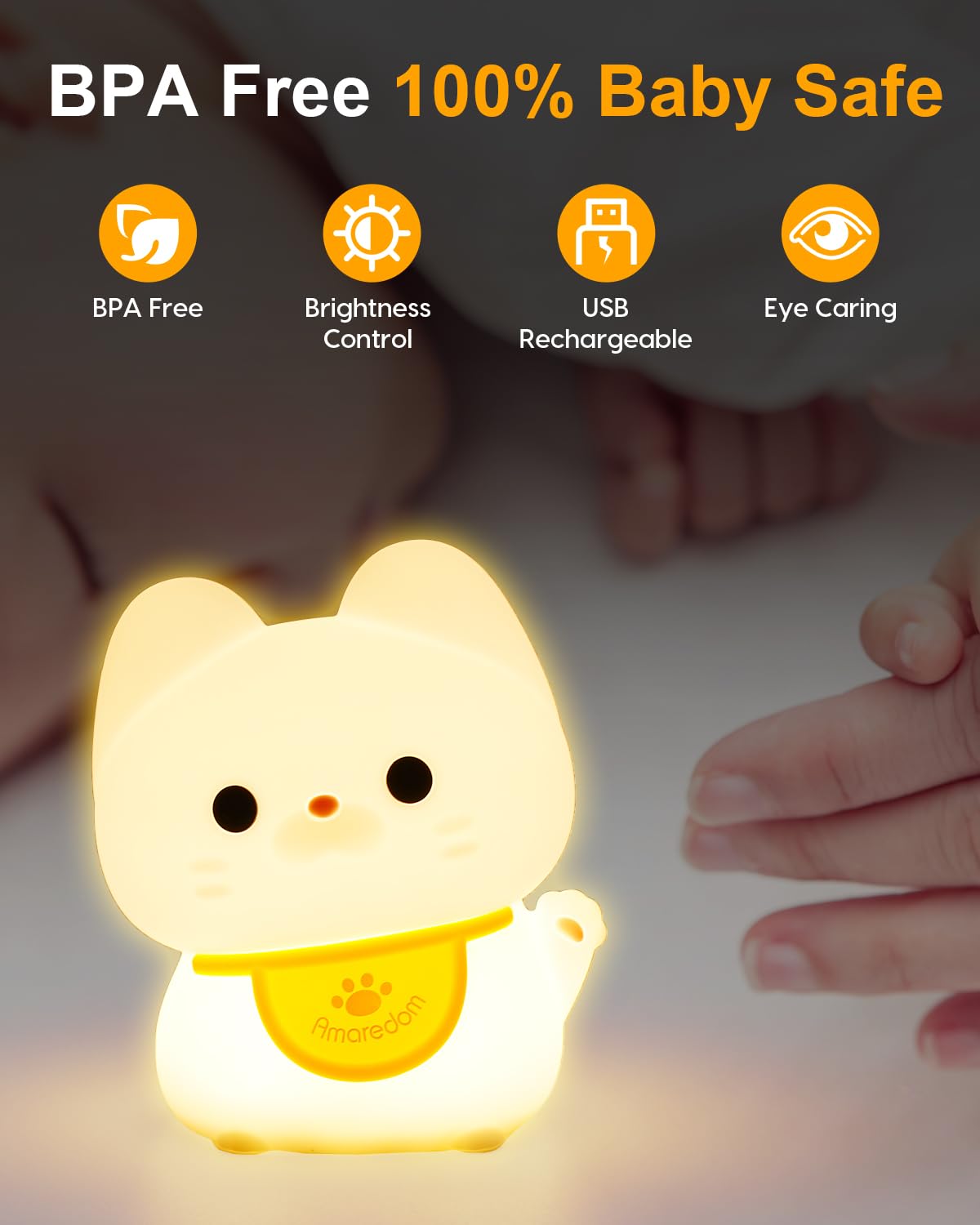 Amaredom safe round silicone night light designed for families