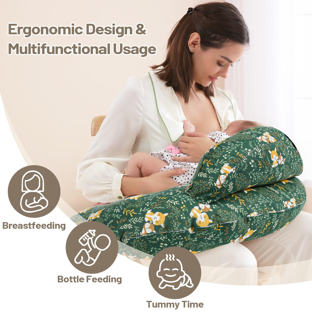 AMASKY Nursing Pillow provides arm and back relief during feeding.