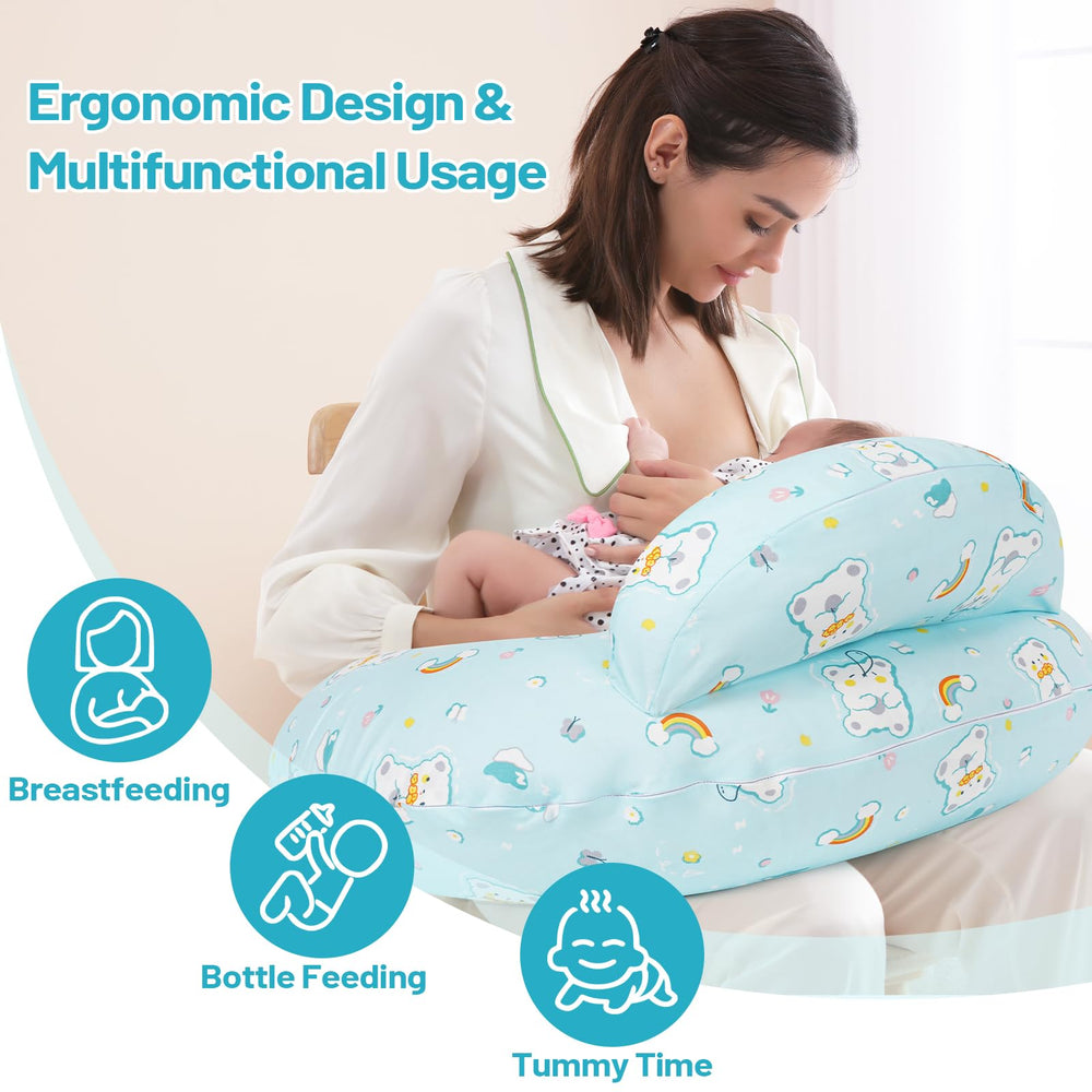 AMASKY nursing pillow baby-positioning illustrates ergonomic support during feeds
