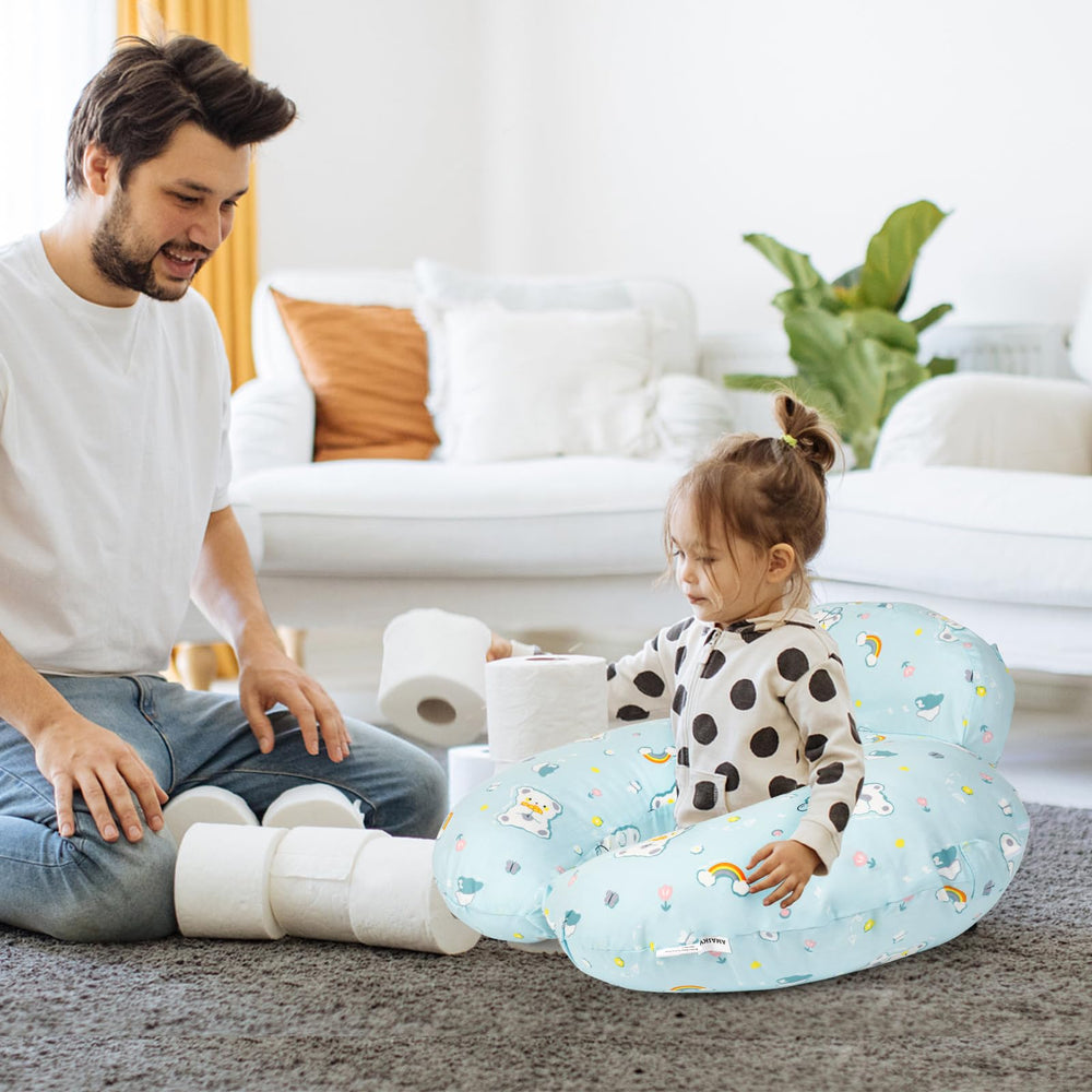 AMASKY nursing pillow closeup-cotton-texture highlights soft breathable fabric