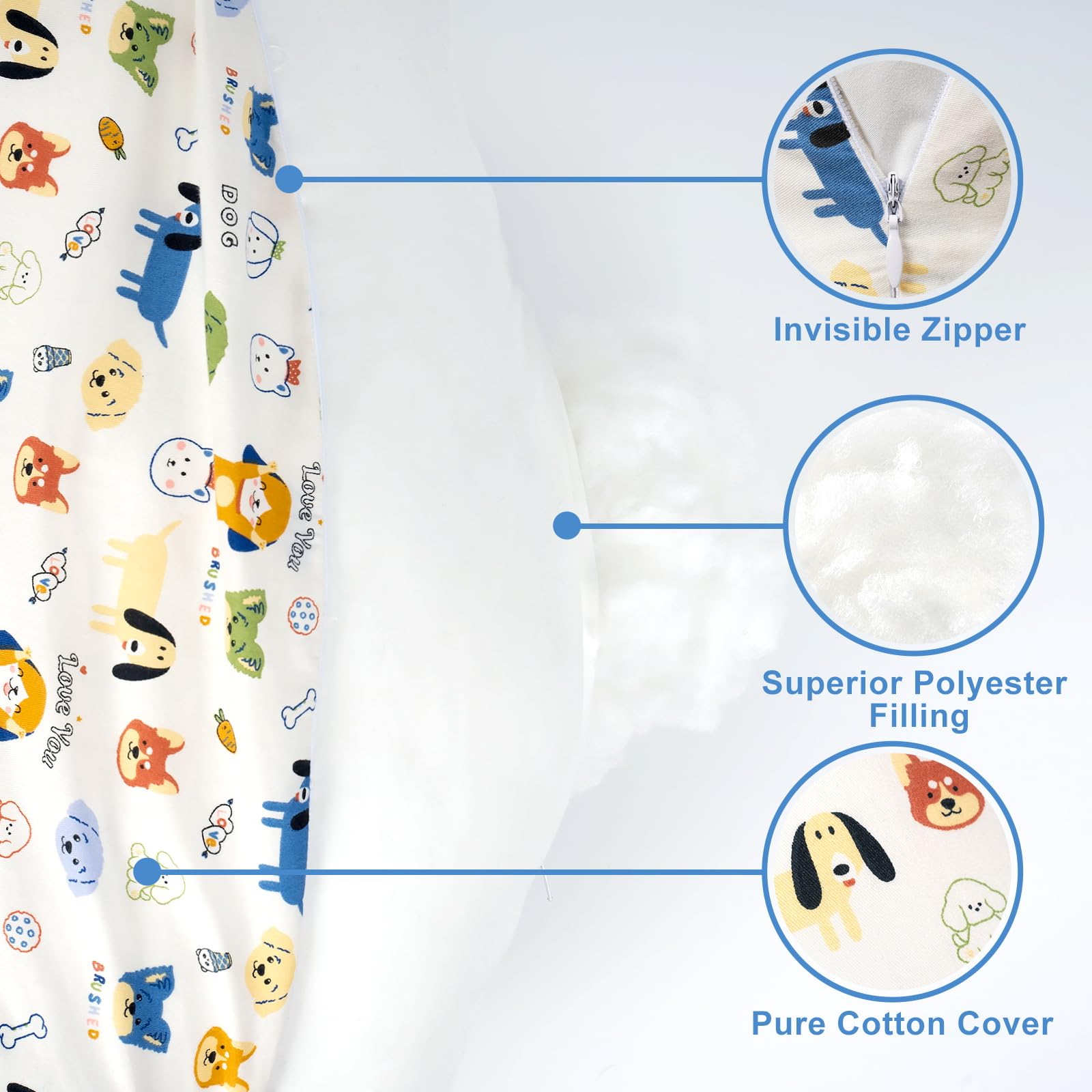 AMASKY nursing pillow close-up stitching highlights durable construction.
