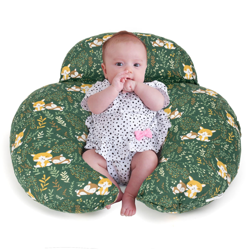 AMASKY Nursing Pillow demonstrates ergonomic feeding position for baby comfort.
