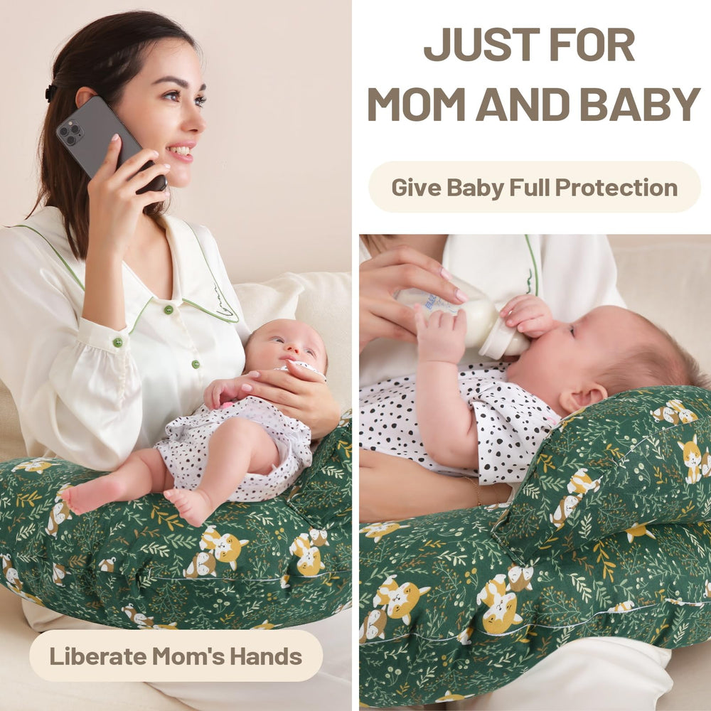 AMASKY Nursing Pillow with expanded sides adds arm support.