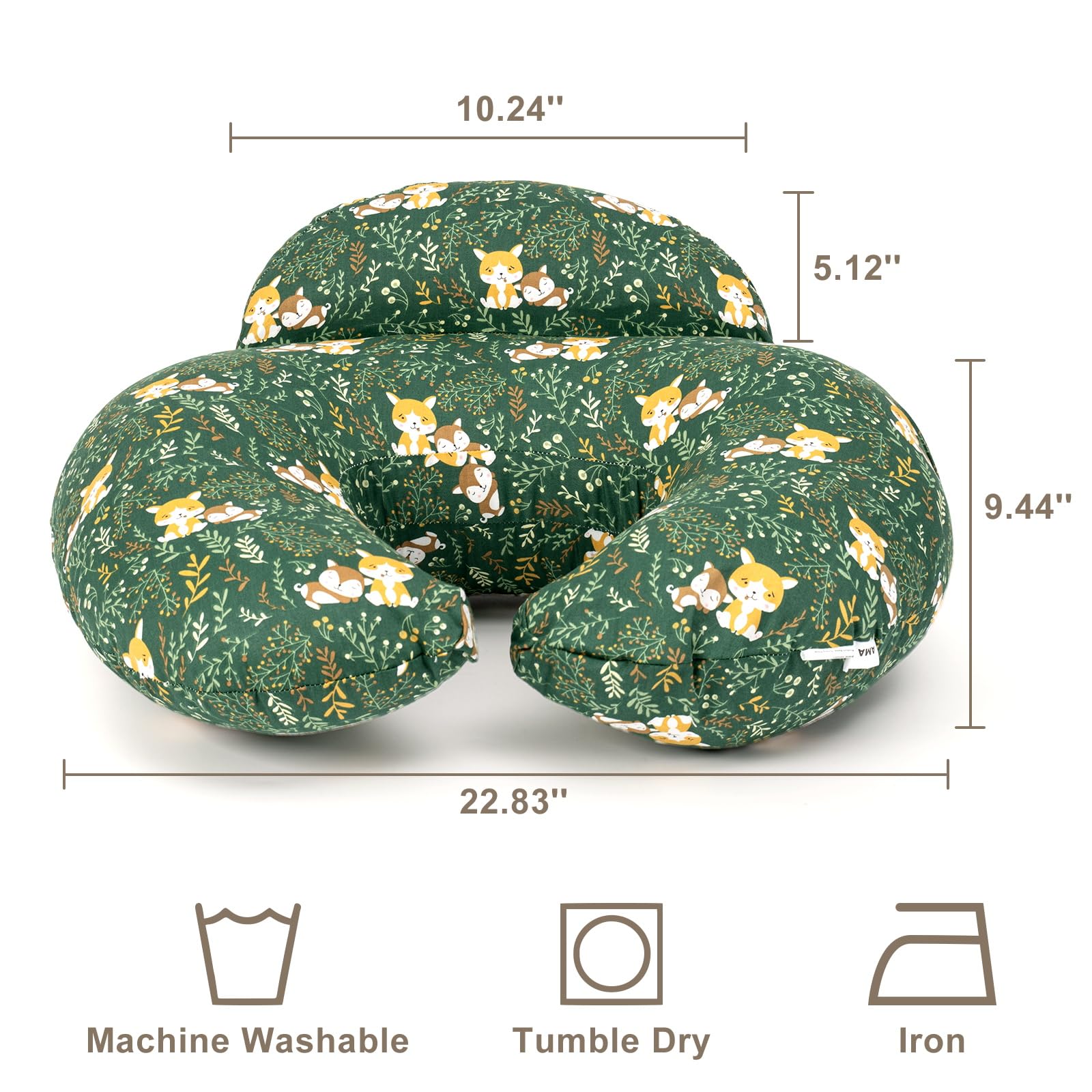 AMASKY Nursing Pillow in green color enhances nursery aesthetics.