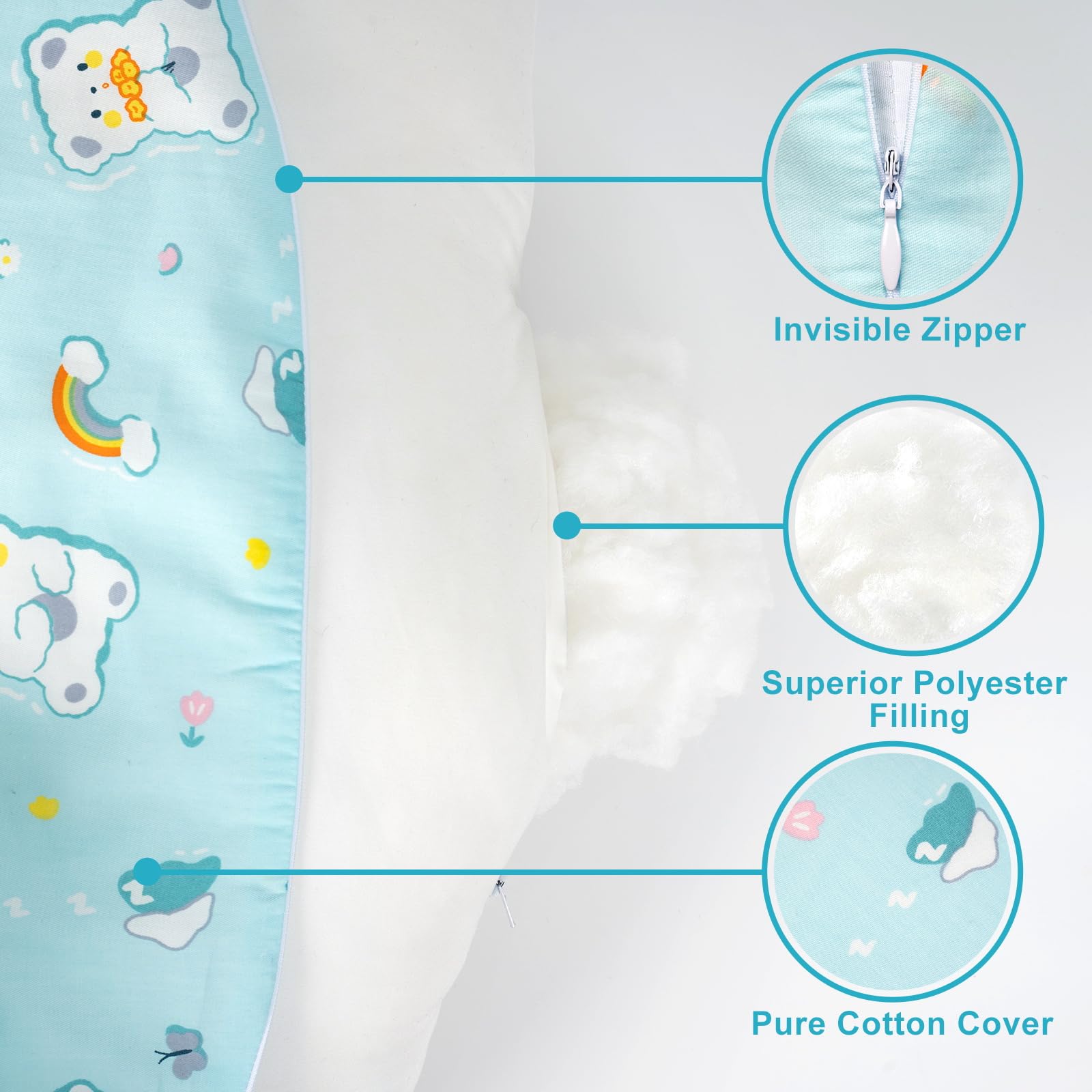 AMASKY nursing pillow ice-blue color adds calm ambiance to feeding time