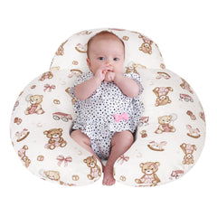 AMASKY nursing pillow pink bears front view supports ergonomic feeding.