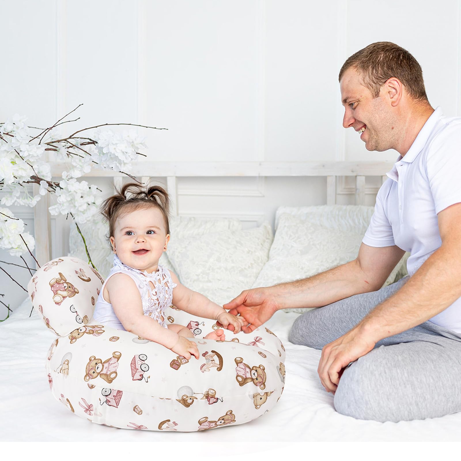 AMASKY nursing pillow privacy fence design helps keep baby close.