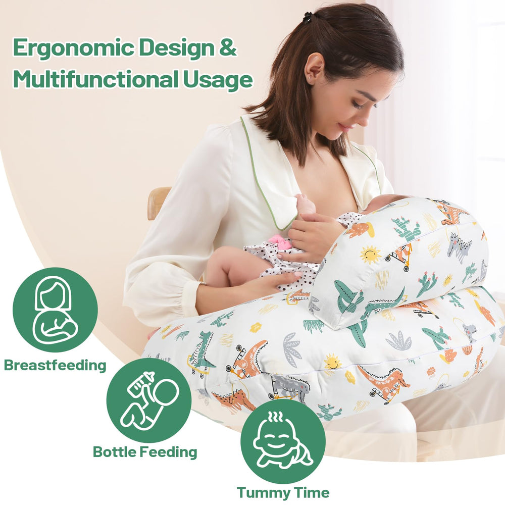 AMASKY Nursing Pillow side profile highlighting extended arm support for comfortable nursing