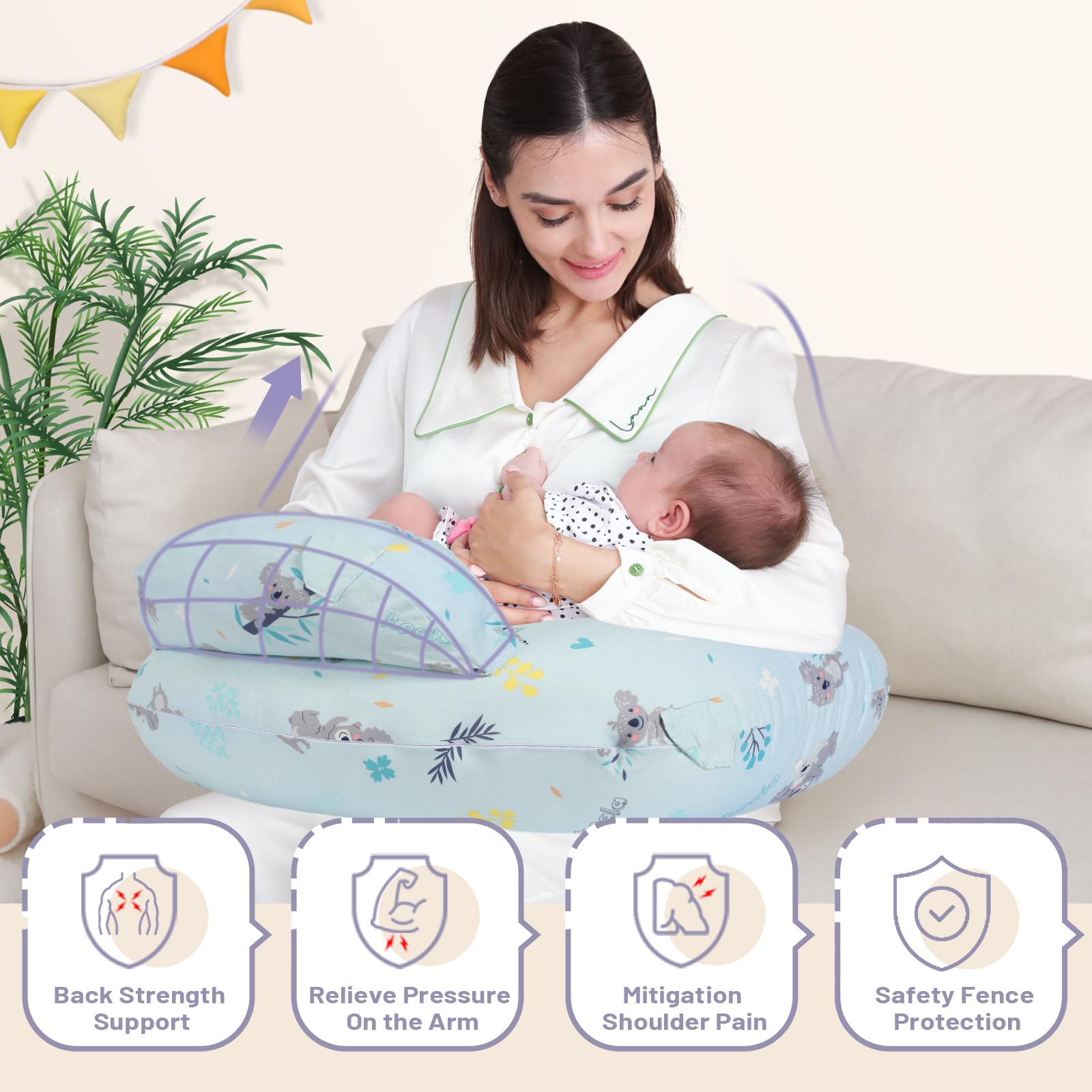 AMASKY pillow top fence offers privacy and baby safety during nursing