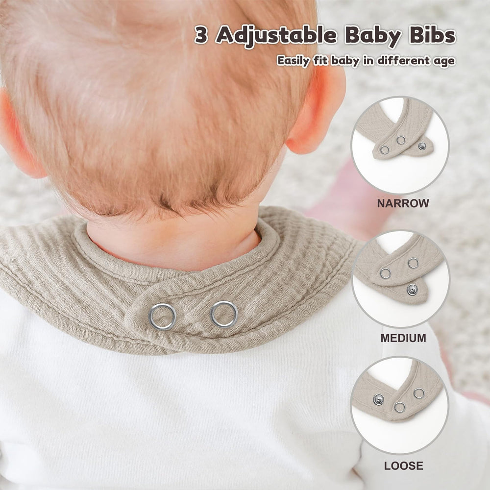 AMAWMW bibs support drooling, feeding, and burping through the day.