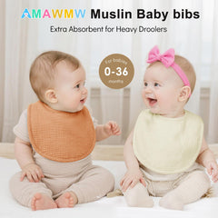 AMAWMW Muslin Bibs close-up shows ultra-soft fabric suitable for sensitive skin.
