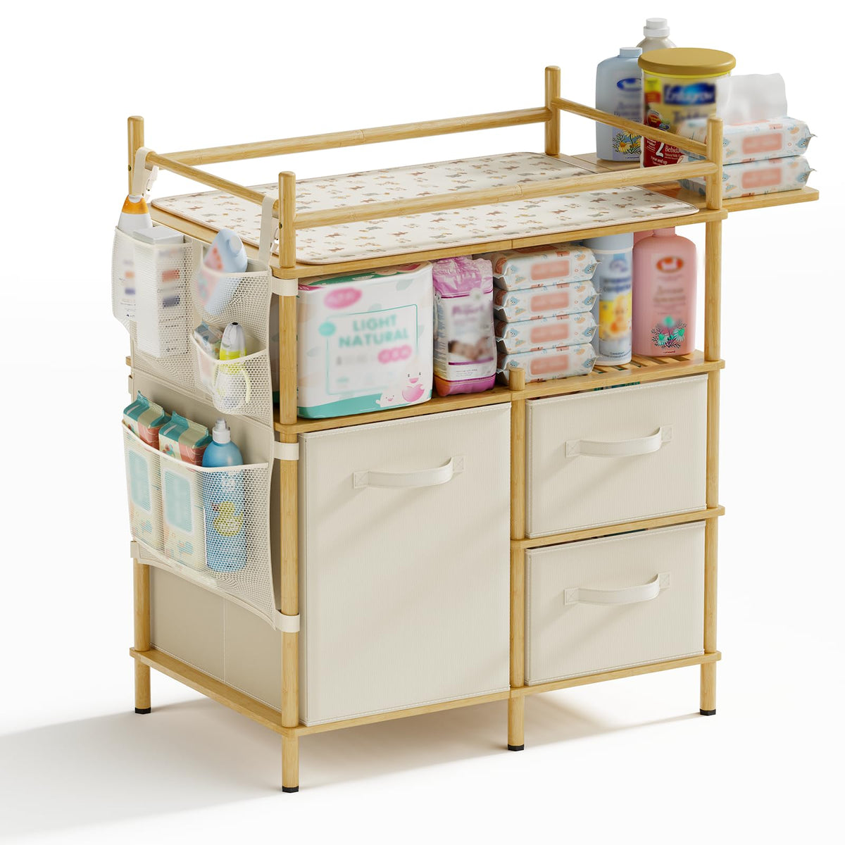 Amazer bamboo-changing-table construction highlights durable, eco-friendly nursery furniture for diaper changes
