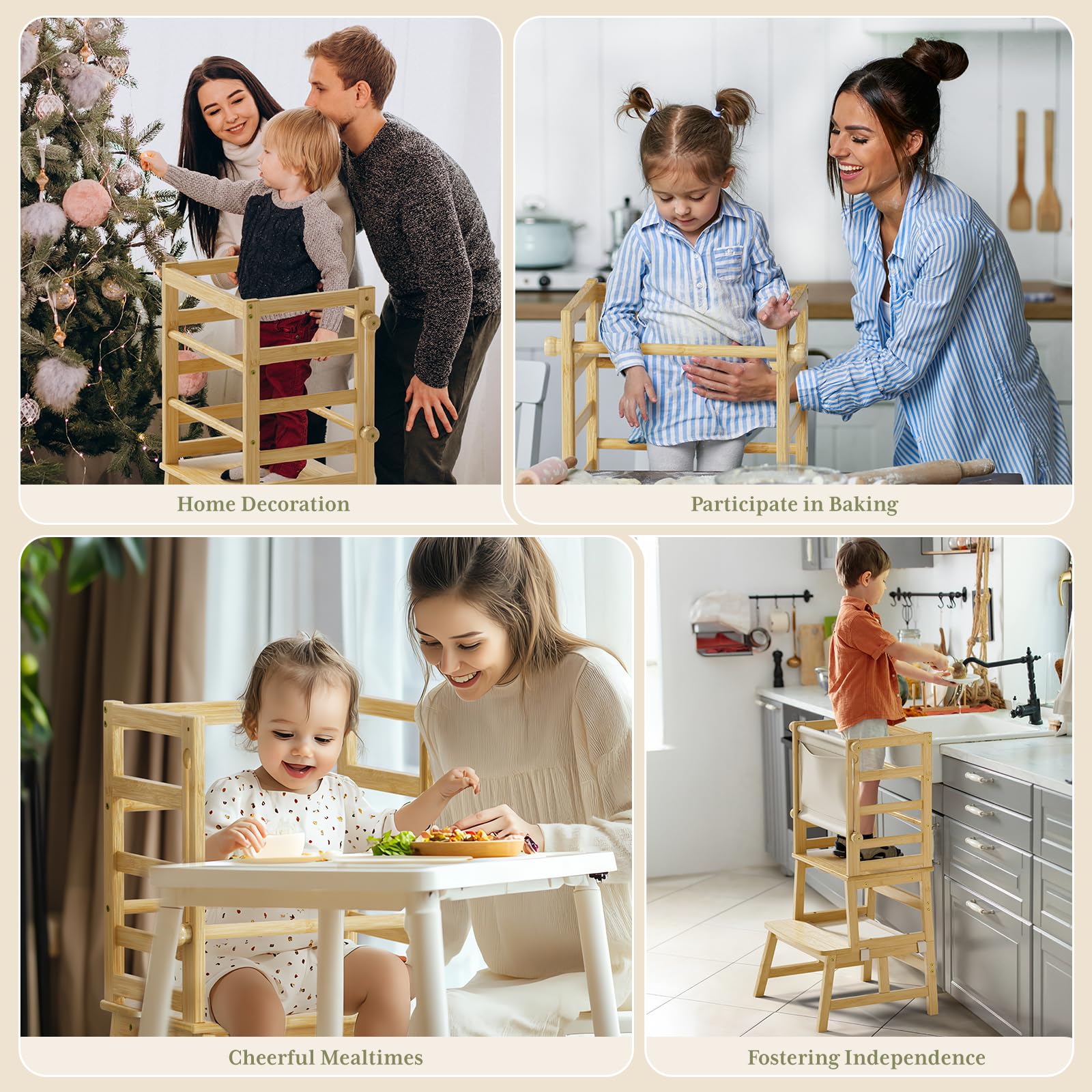 Amazer bamboo toddler step stool assembly-instructions included for easy setup