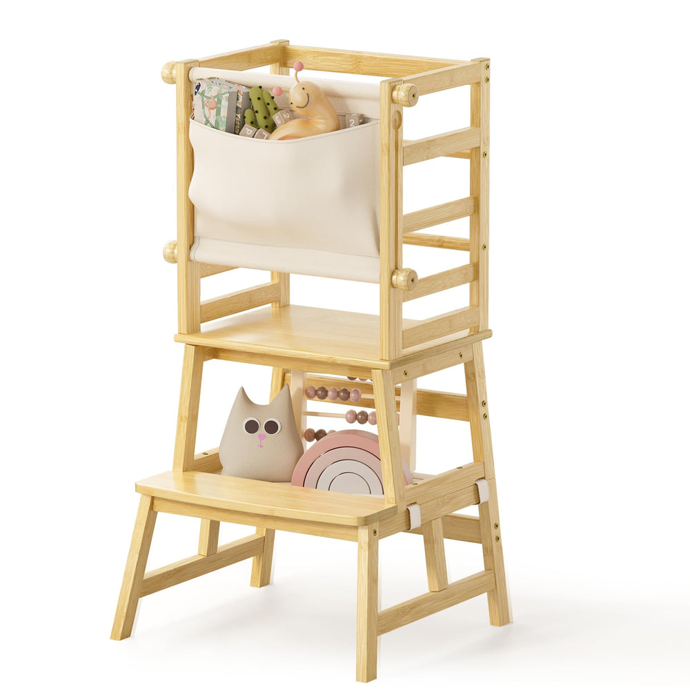 Amazer bamboo toddler step stool natural-bamboo-texture adds warm kitchen charm