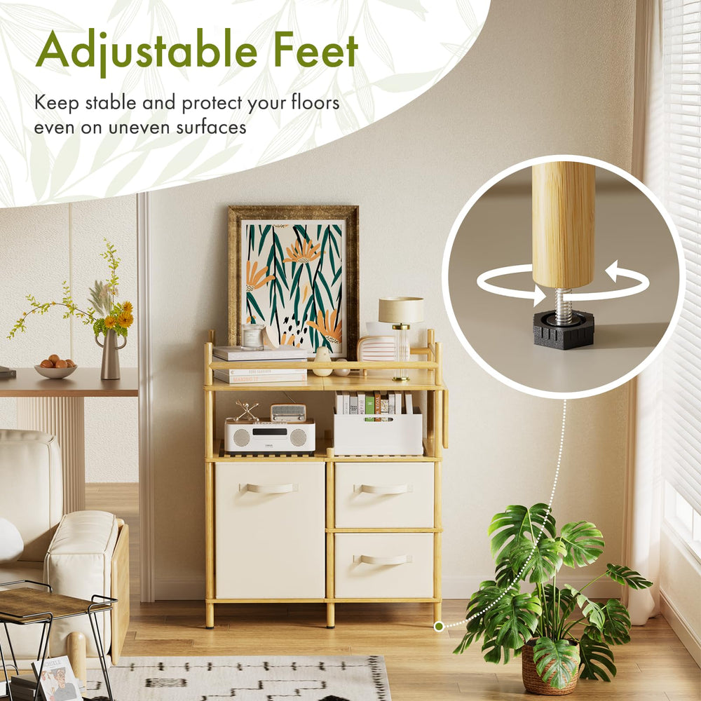Amazer-changetable-adjustable-feet-stability keeps the unit steady on uneven floors