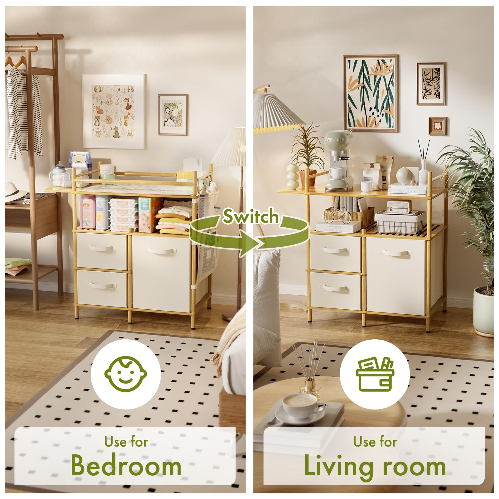 Amazer-changing-table-ergonomic-height supports comfortable diapering