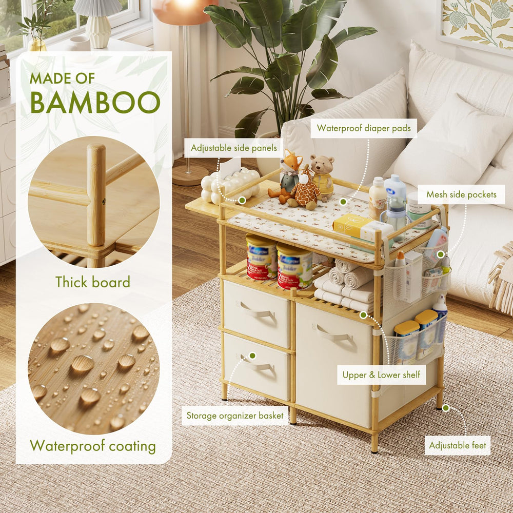 Amazer dresser top removable rail enables easy conversion to open storage shelves