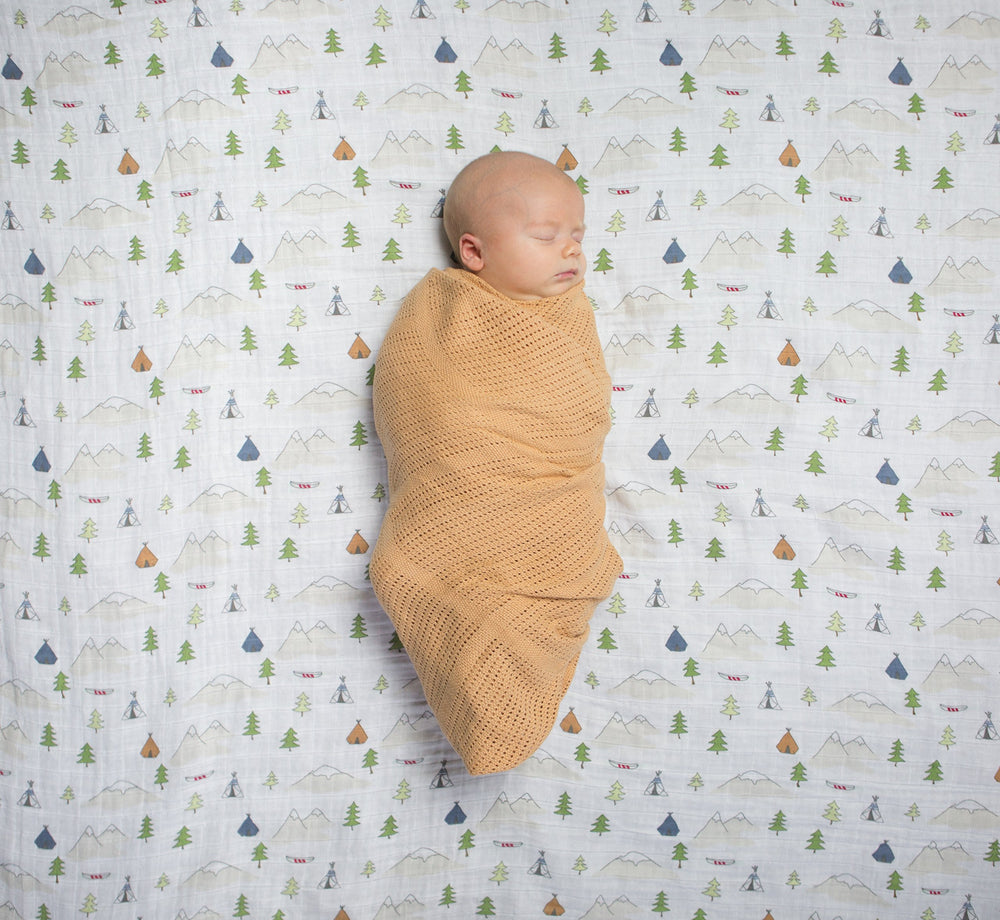 Amazing Baby 44x44 inches blanket lies flat for swaddling and cozy naps.