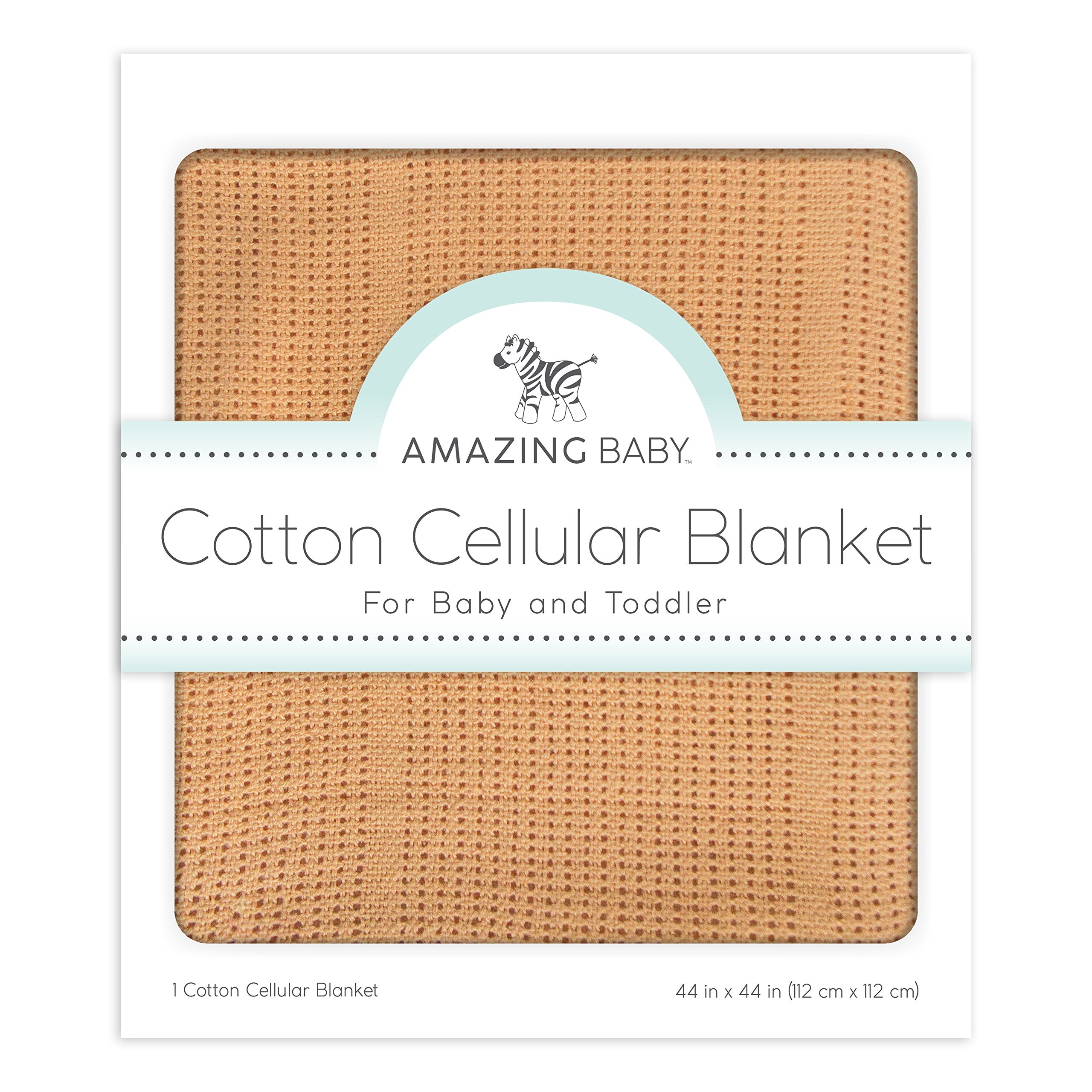 Amazing Baby cellular blanket butterum fold showcases breathable, lightweight warmth for year-round use.