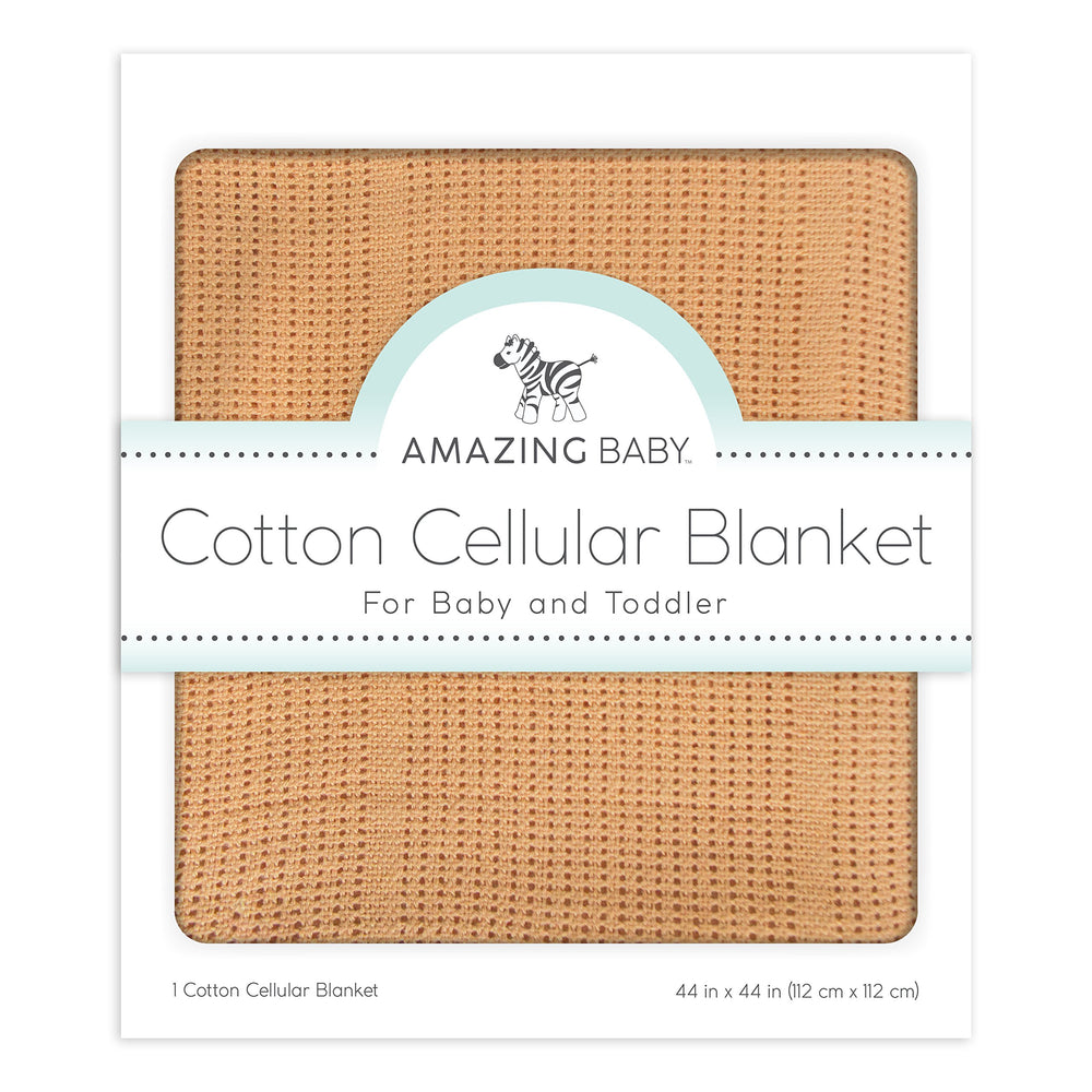 Amazing Baby cellular blanket butterum fold showcases breathable, lightweight warmth for year-round use.